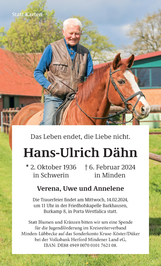 Anzeige von Hans-Ulrich Dähn von 4401