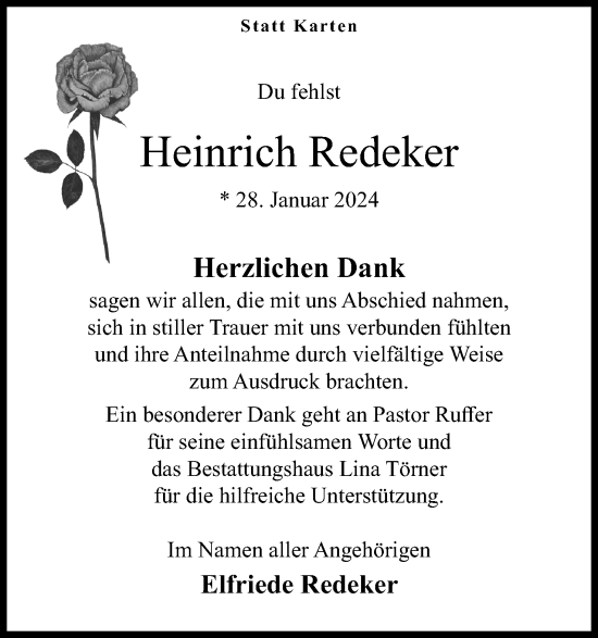 Anzeige von Heinrich Redeker von 4401