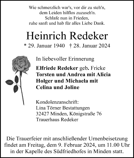Anzeige von Heinrich Redeker von 4401