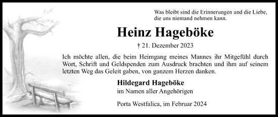 Anzeige von Heinz Hageböke von 4401
