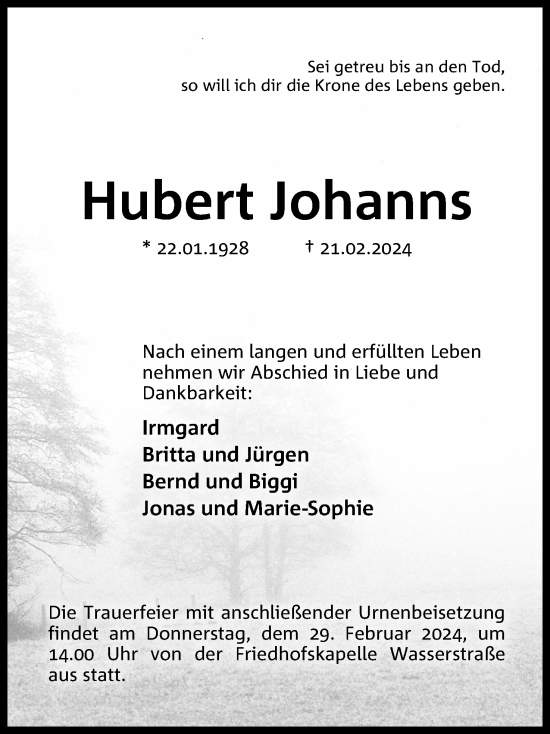 Anzeige von Hubert Johanns von 4401