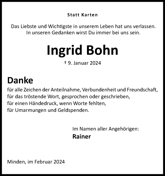 Anzeige von Ingrid Bohn von 4401