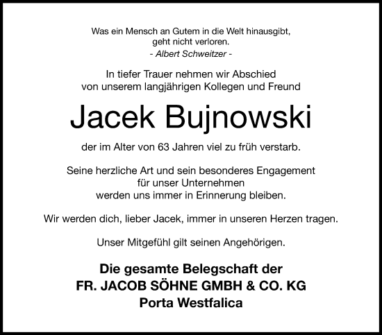 Anzeige von Jacek Bujnowski von 4401