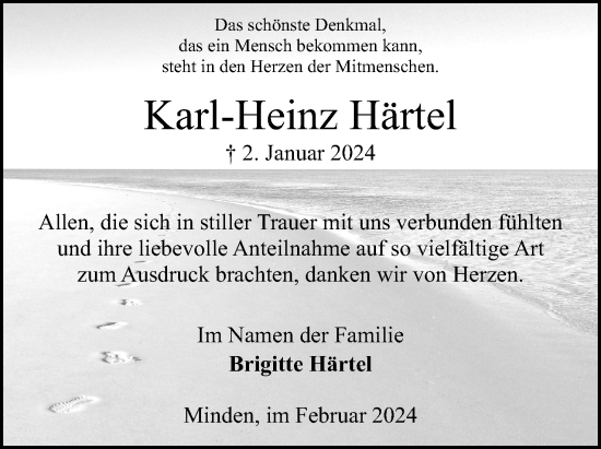 Anzeige von Karl-Heinz Härtel von 4401