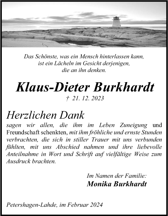 Anzeige von Klaus-Dieter Burkhardt von 4401