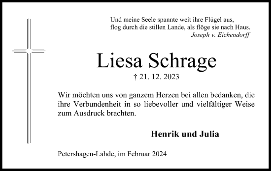 Anzeige von Liesa Schrage von 4401