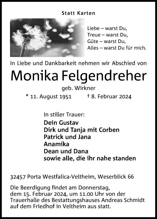 Anzeige von Monika Felgendreher von 4401