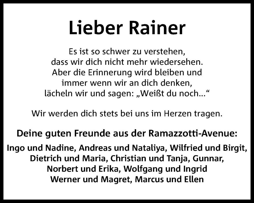  Traueranzeige für Rainer  vom 03.02.2024 aus 4401