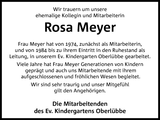Anzeige von Rosa Meyer von 4401