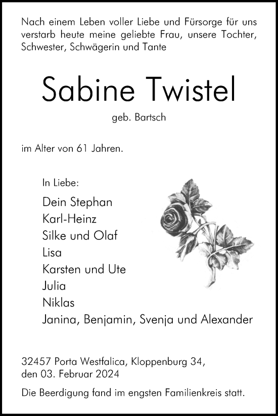 Anzeige von Sabine Twistel von 4401