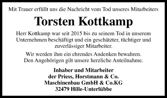Anzeige von Torsten Kottkamp von 4401