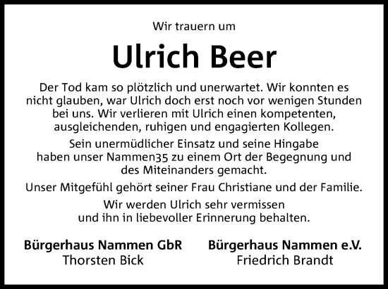 Anzeige von Ulrich Beer von 4401