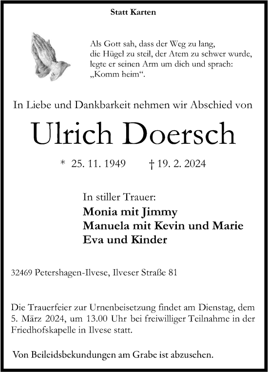 Anzeige von Ulrich Doersch von 4401