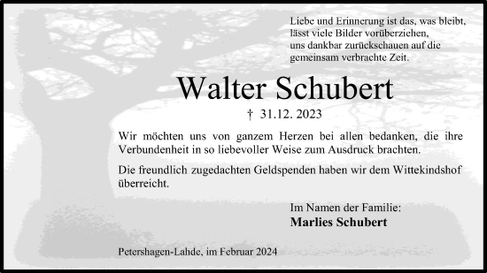 Anzeige von Walter Schubert von 4401