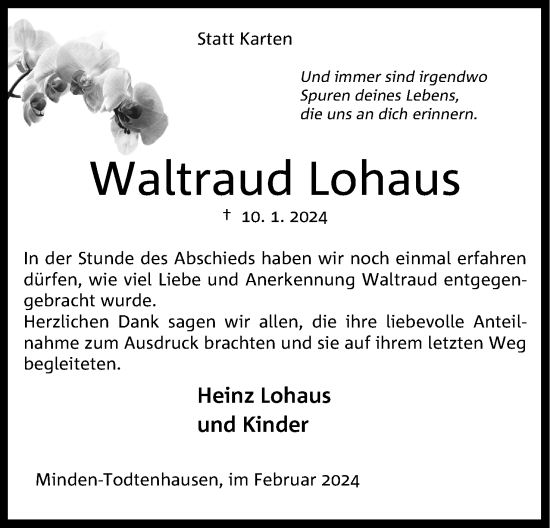 Anzeige von Waltraud Lohaus von 4401