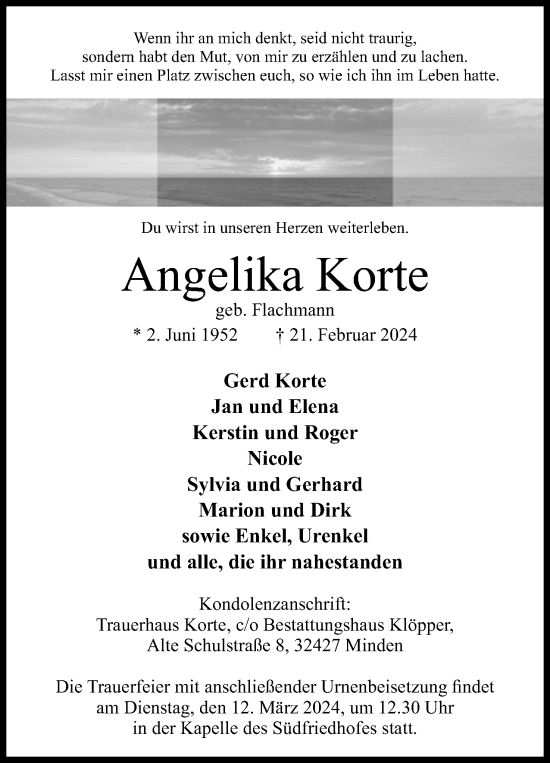 Anzeige von Angelika Korte von 4401