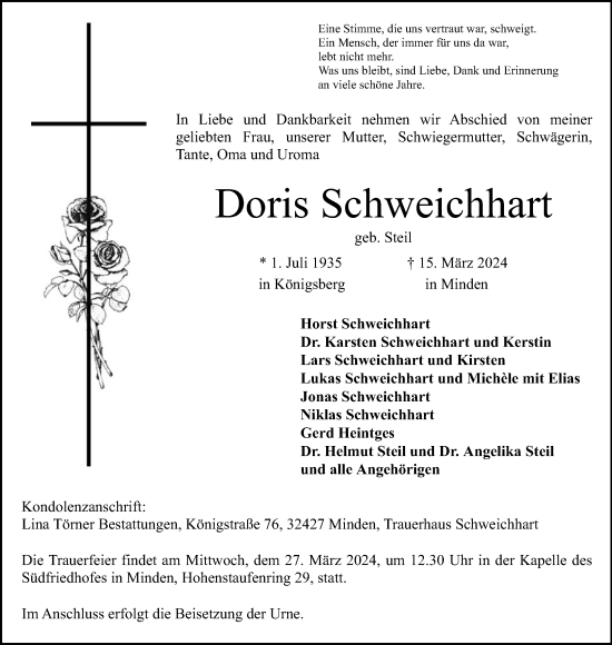 Anzeige von Doris Schweichhart von 4401