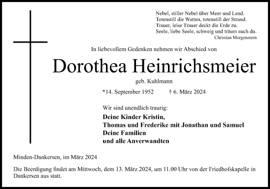Anzeige von Dorothea Heinrichsmeier von 4401
