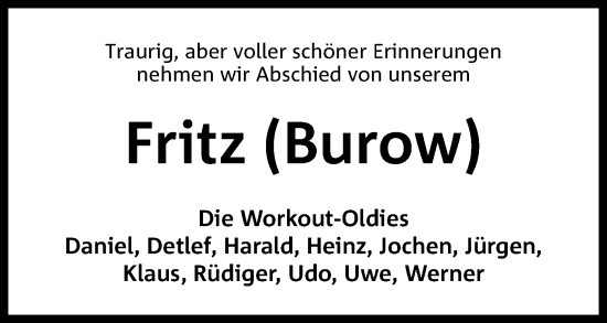Anzeige von Fritz Burow von 4401