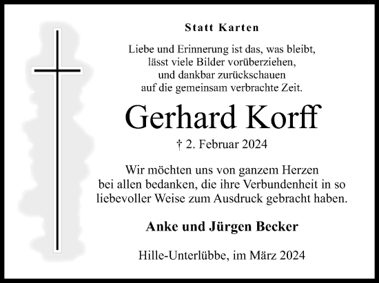 Anzeige von Gerhard Korff von 4401