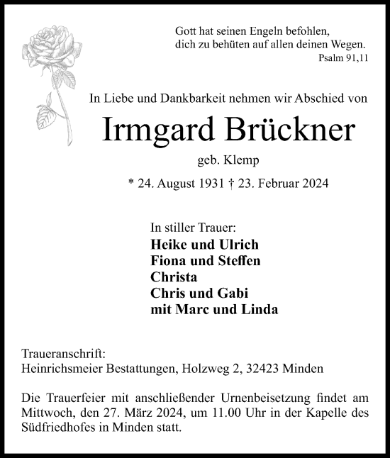 Anzeige von Irmgard Brückner von 4401
