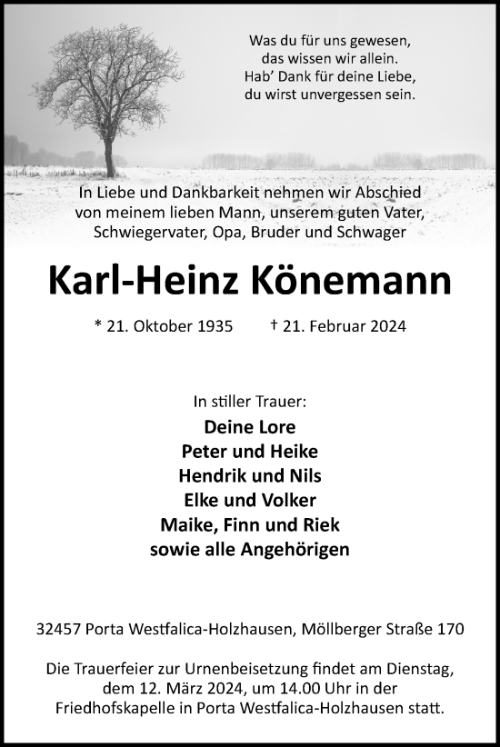 Anzeige von Karl-Heinz Könemann von 4401