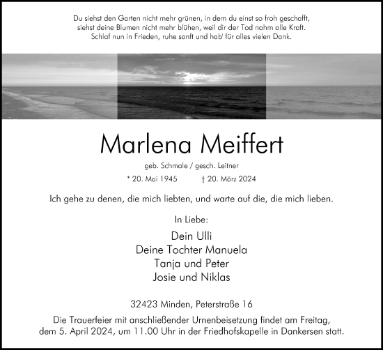 Anzeige von Marlena Meiffert von 4401