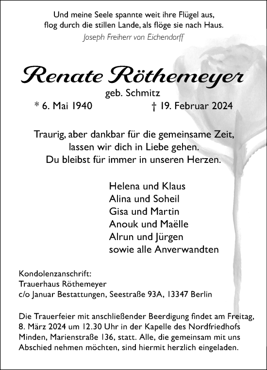 Anzeige von Renate Röthemeyer von 4401