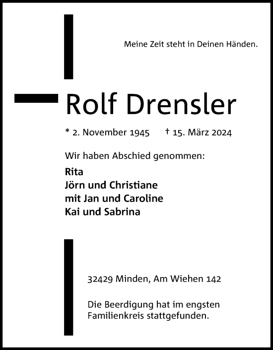 Anzeige von Rolf Drensler von 4401