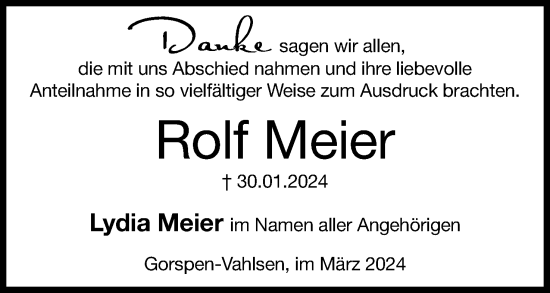 Anzeige von Rolf Meier von 4401