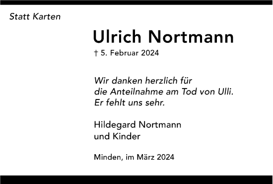 Anzeige von Ulrich Nortmann von 4401