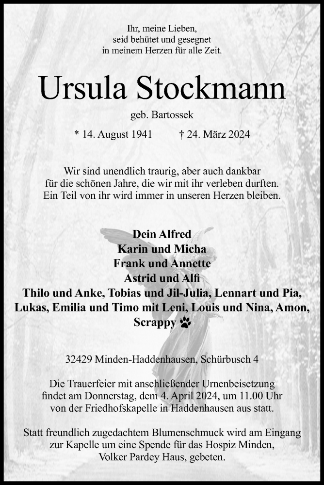  Traueranzeige für Ursula Stockmann vom 29.03.2024 aus 4401