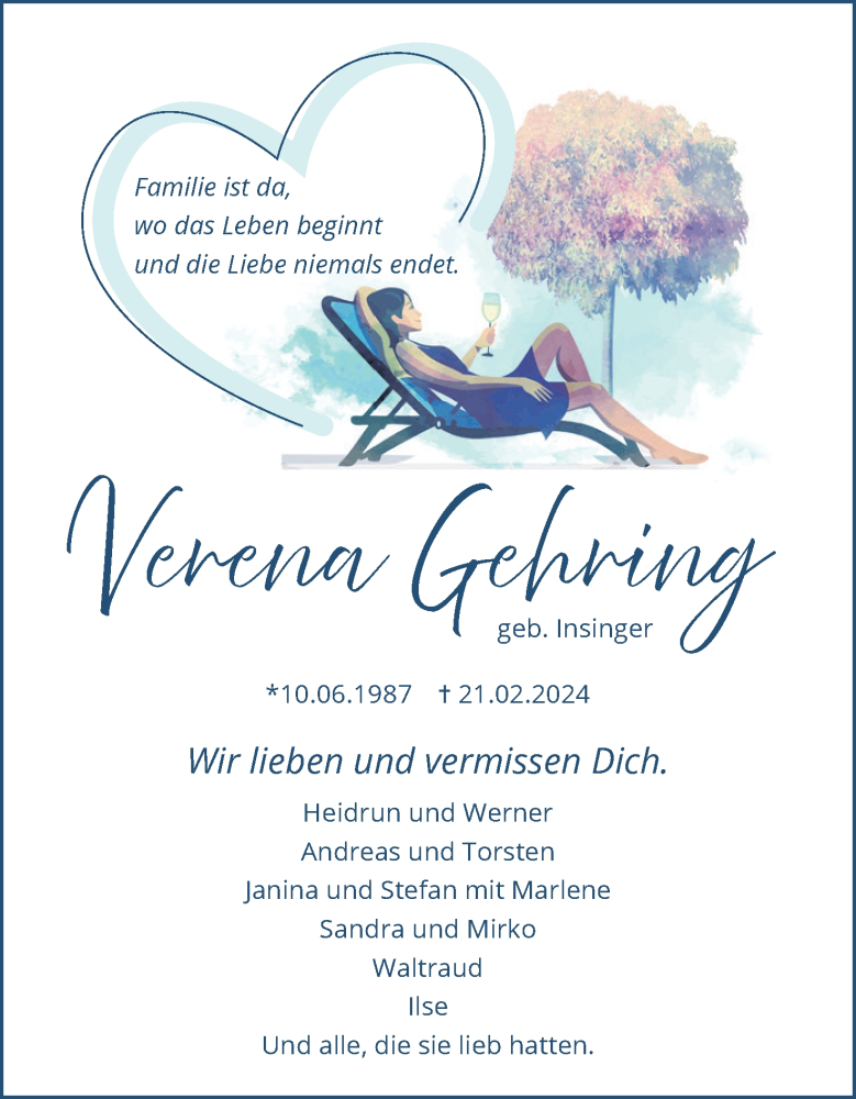  Traueranzeige für Verena Gehring vom 02.03.2024 aus 4401
