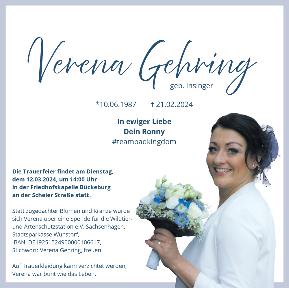 Traueranzeige für Verena Gehring vom 02.03.2024 aus 4401