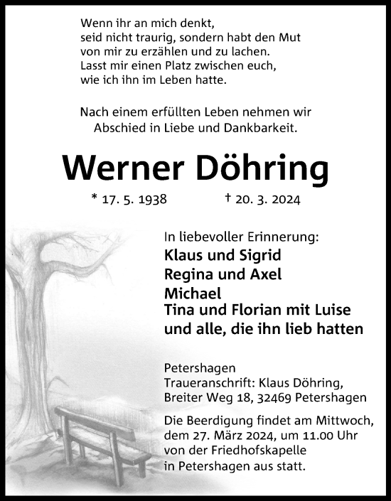 Anzeige von Werner Döhring von 4401