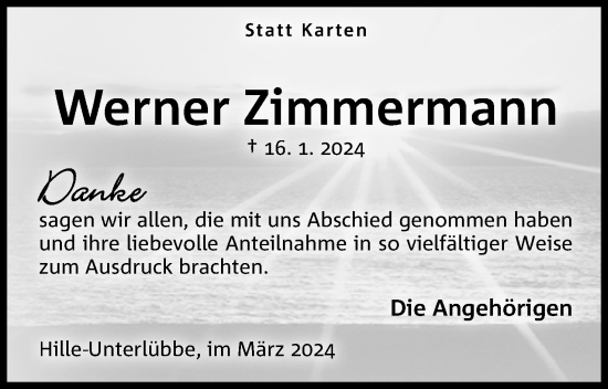 Anzeige von Werner Zimmermann von 4401