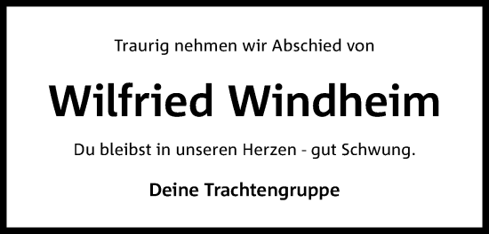 Anzeige von Wilfried Windheim von 4401