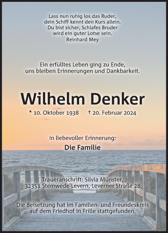 Anzeige von Wilhelm Denker von 4401