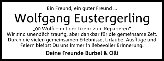 Anzeige von Wolfgang Eustergerling von 4401