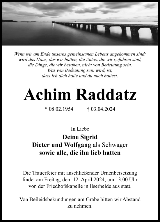 Anzeige von Achim Raddatz von 4401
