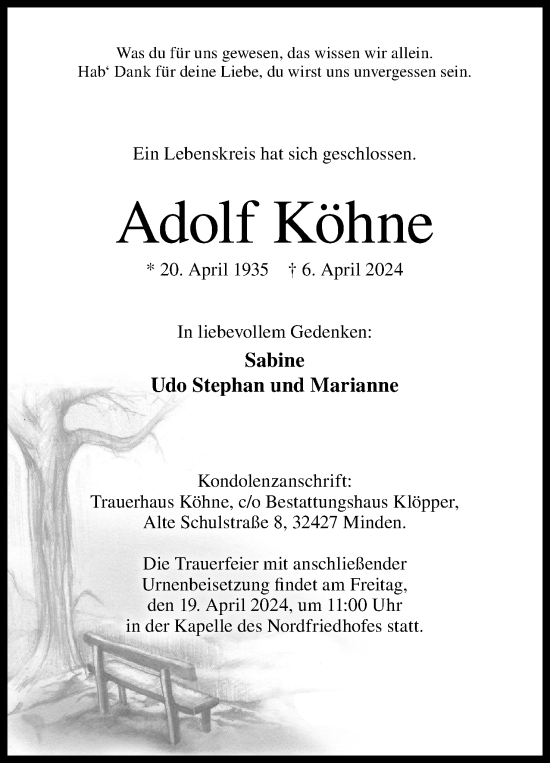 Anzeige von Adolf Köhne von 4401