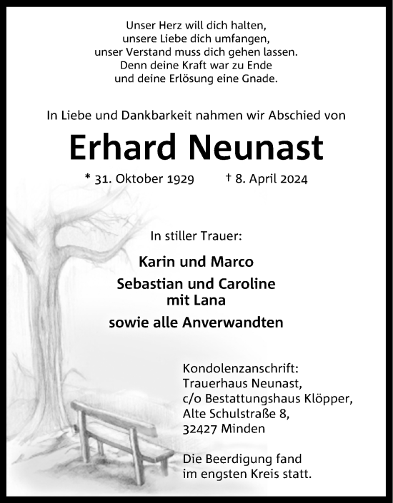 Anzeige von Erhard Neunast von 4401