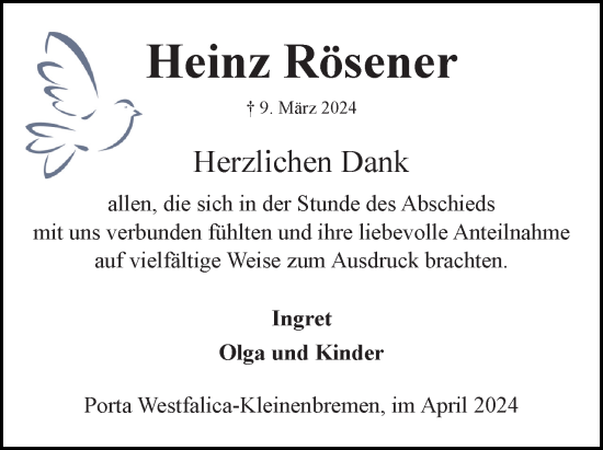 Anzeige von Heinz Rösener von 4401