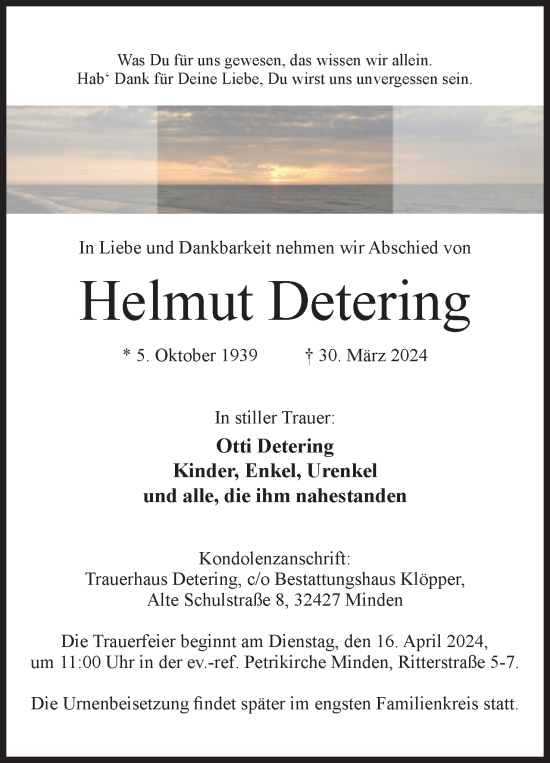 Anzeige von Helmut Detering von 4401
