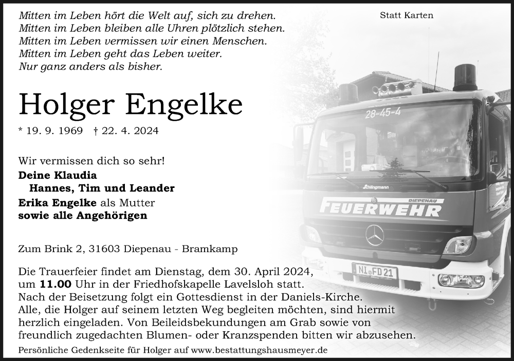  Traueranzeige für Holger Engelke vom 27.04.2024 aus 4401