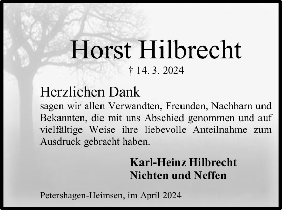 Anzeige von Horst Hilbrecht von 4401