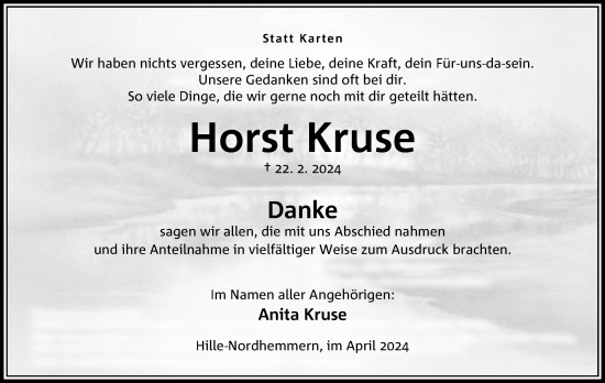 Anzeige von Horst Kruse von 4401
