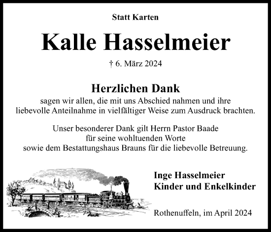 Anzeige von Kalle Hasselmeier von 4401