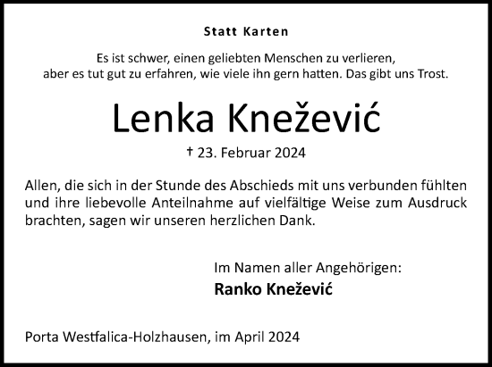 Anzeige von Lenka Kneževic von 4401