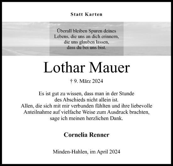 Anzeige von Lothar Mauer von 4401